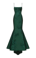 Vestido de Festa Esmeralda com Alças Finas Estilo Sereia/Trompete, Vestido Elegante para Noite Y1800