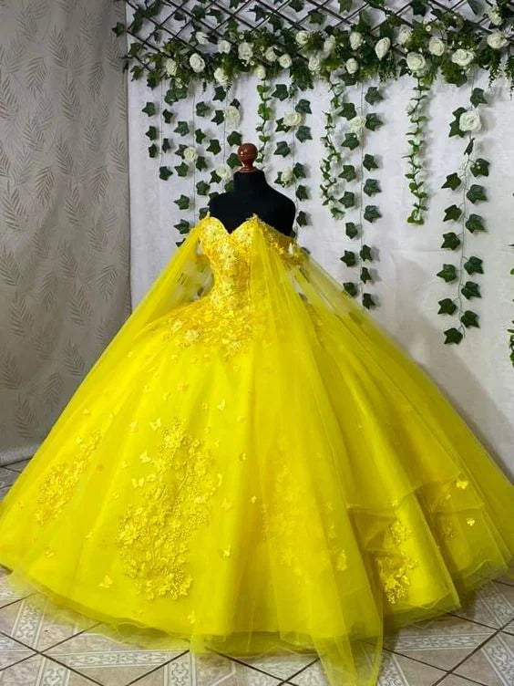 Gelbes Prinzessin Quinceañera Kleid Ballkleid, Süße 16 Kleider Y6574