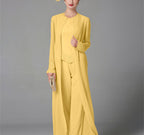 Mother Of The Bride Pantsuit With Jacket And Sequins Long Sleeve Chiffon