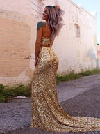 Vestito Giallo da Ballo a Due Pezzi Abiti da Ballo con Paillettes SYP94