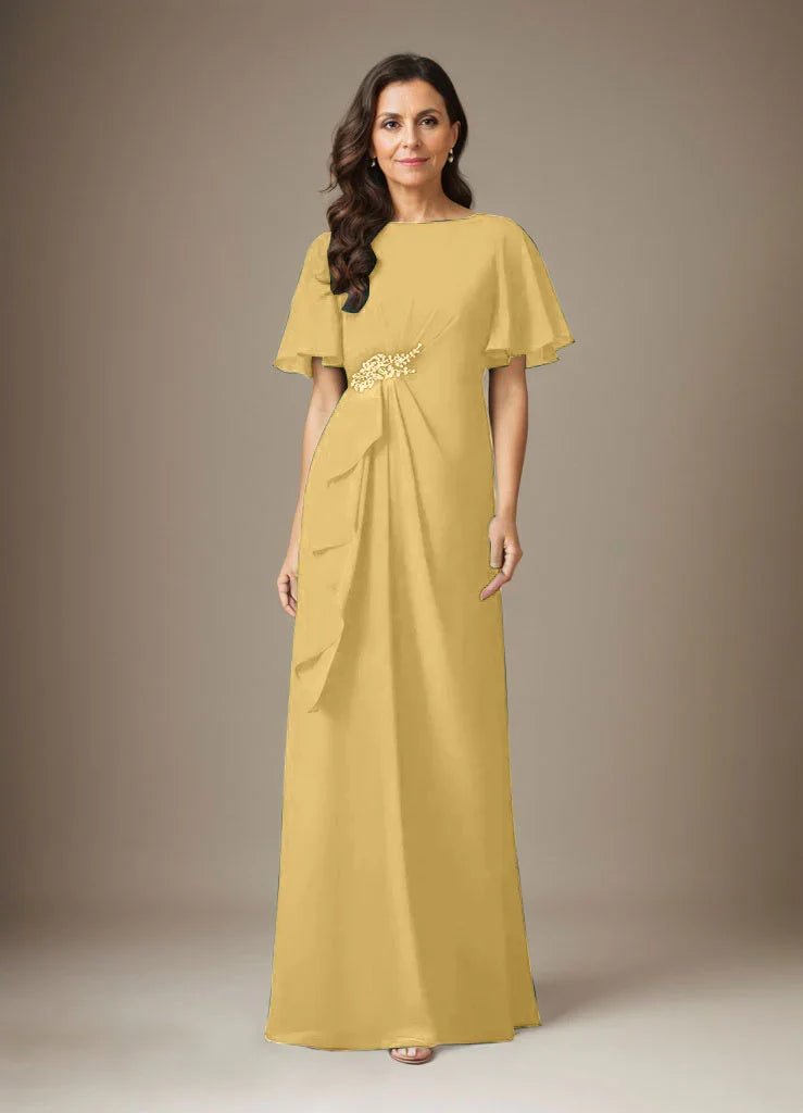 فستان شيفون ضيق مزين بالخرز بلون كحلي داكن