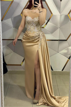 Bmbridal Sweetheart Mermaid Prom Dress With Appliques Ruffles Slit Floor Length