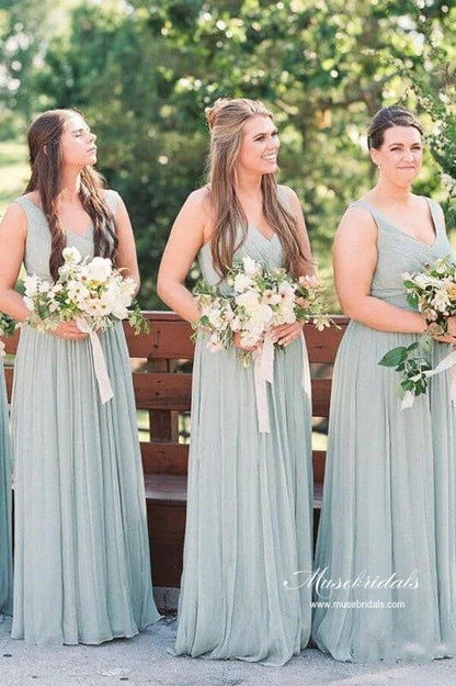 Vestidos de dama de honor clásicos de gasa gris, corte A, vestidos de dama de honor 