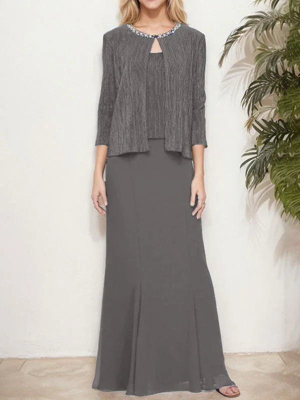 فستان مزيّف معدني من قطعتين مع سترة