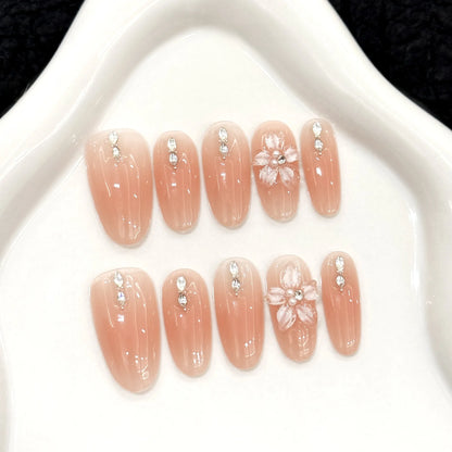 Calcomanías de uñas postizas desmontables talladas en 3D hechas a mano de moda 