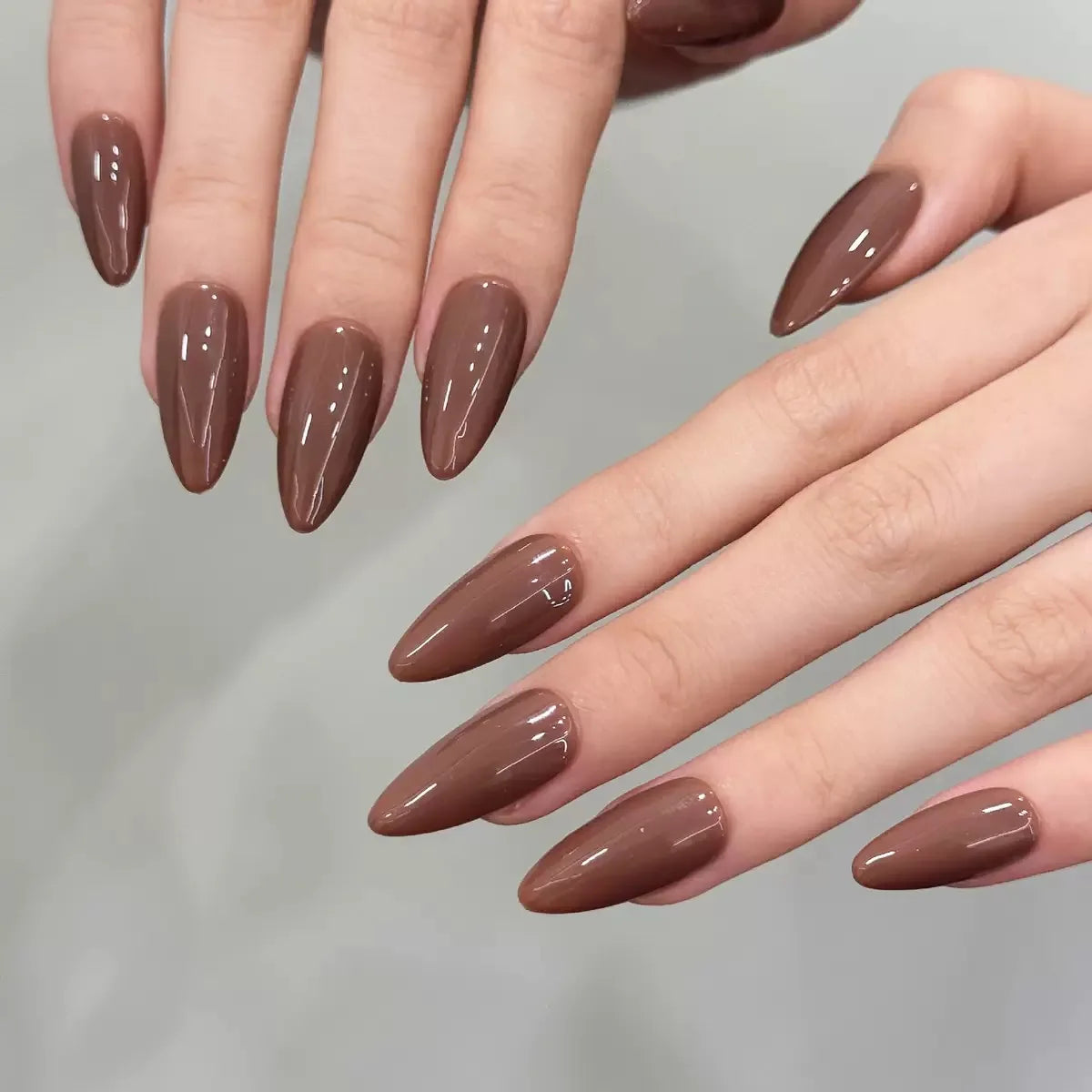 10 uñas postizas acrílicas artificiales hechas a mano de color puro, uñas postizas a presión.