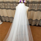 Elegant One Layer Bridal Wedding Veil With Comb Soft Tulle 3 Meter White Ivory