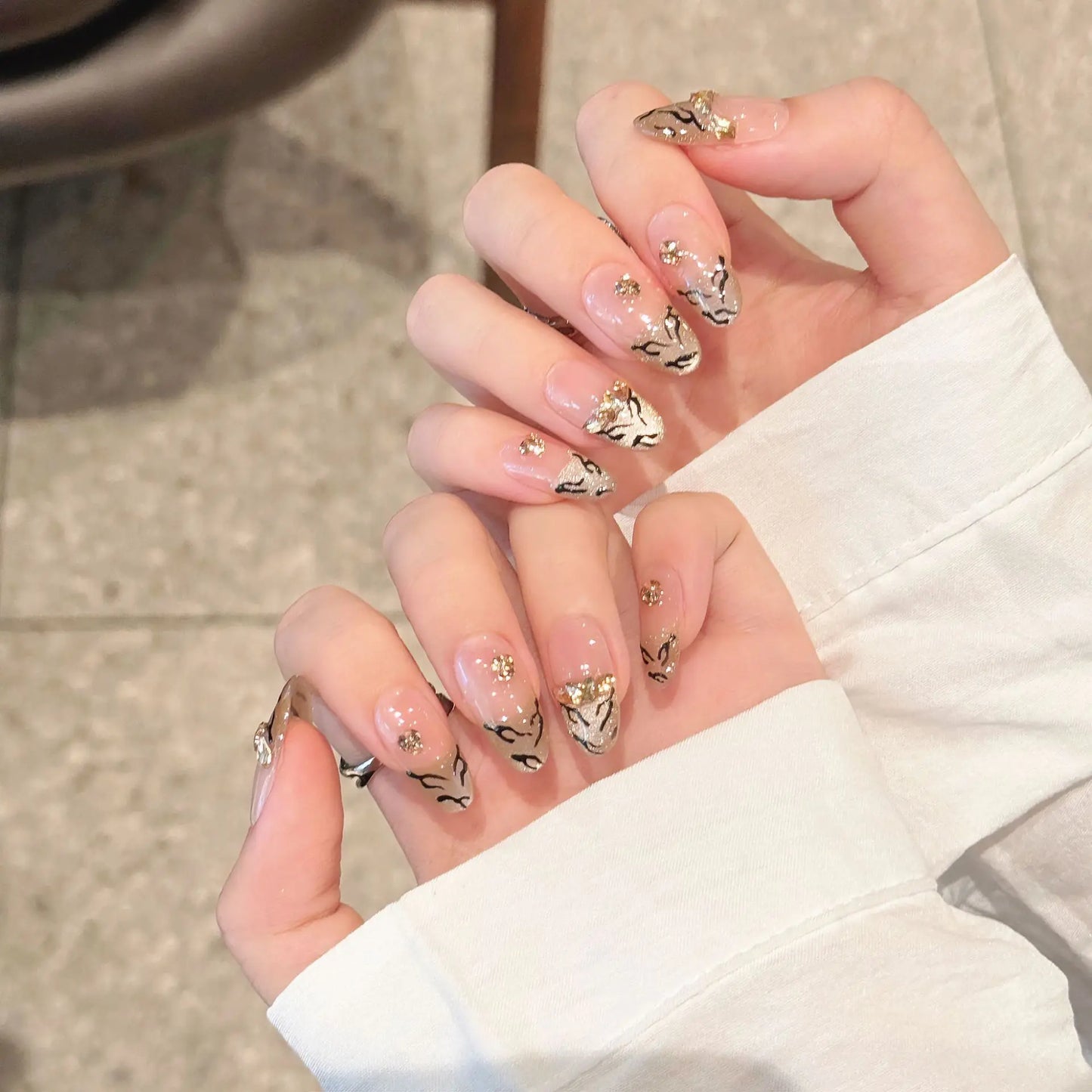 Latest High Quality Long Square Shape Handmade Customizable Full Cover Press on Nails Different Design for Fingers