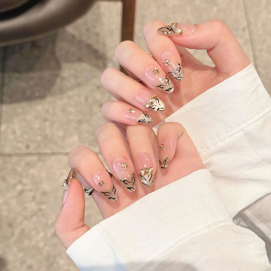 Uñas postizas de cobertura completa, personalizables, hechas a mano, de forma cuadrada larga de alta calidad, con diferentes diseños para los dedos. 