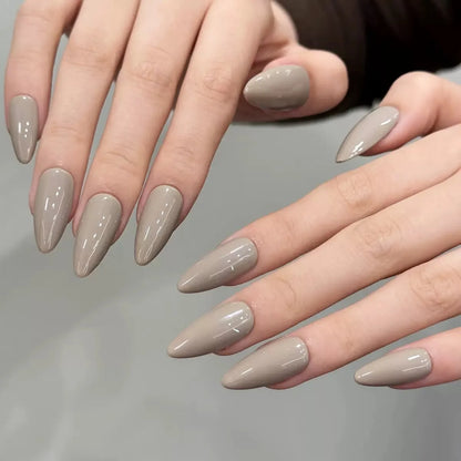 10 uñas postizas acrílicas artificiales hechas a mano de color puro, uñas postizas a presión.