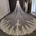 Custom Ivory Lace Wedding Veil With Comb And Blusher For Modern Bride