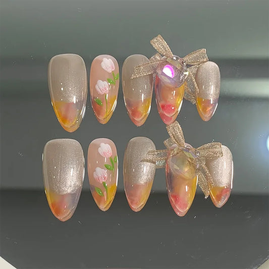 Purely Handmade Wearable Nails Contrasting Color Manicure Gel Press on Nails