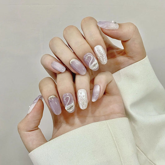High Quality  Press on Nails Cat Eye Removable False Nails  ABS Gel Nail