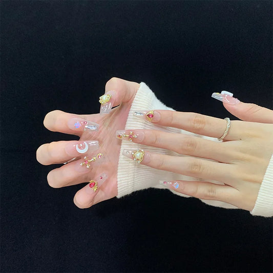 Transparent Full Cover Sailor Moon Artificial Nails Love Soft Gel Press on Nails