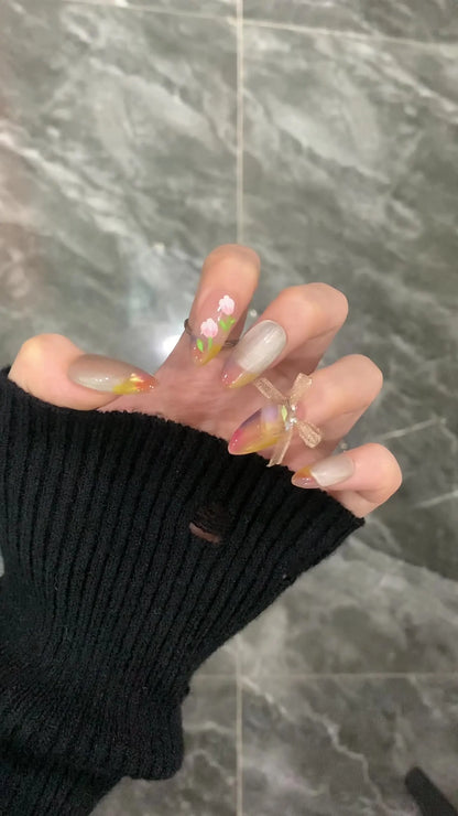 Purely Handmade Wearable Nails Contrasting Color Manicure Gel Press on Nails