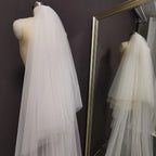 Custom Ivory Lace Wedding Veil With Comb And Blusher For Modern Bride