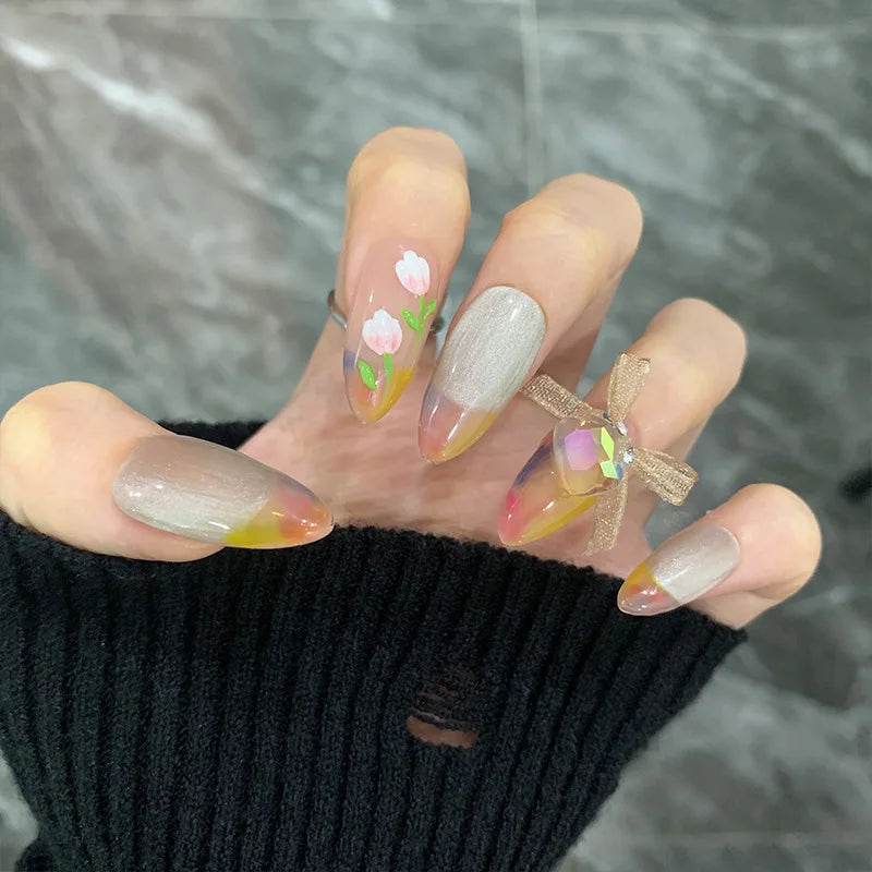 Purely Handmade Wearable Nails Contrasting Color Manicure Gel Press on Nails