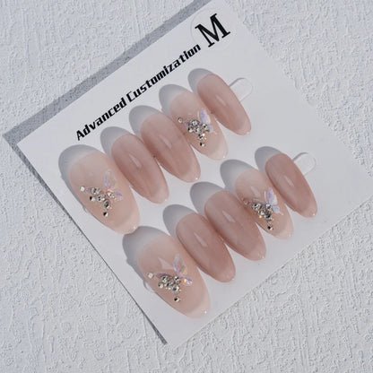 High Quality  Gel Cat's Eye Handmade Drill Glitter Luxury Customized Press on Nails