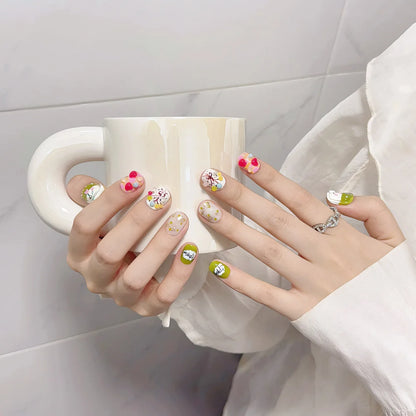 Acrylic Press on Nails Cute Cartoon Stick on Nails Tips Art Fingernails