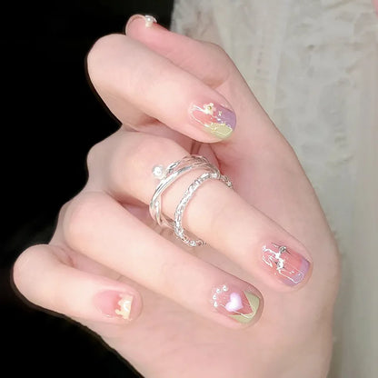 Uñas postizas personalizadas de alta calidad con diamantes de imitación decorativos de lujo 