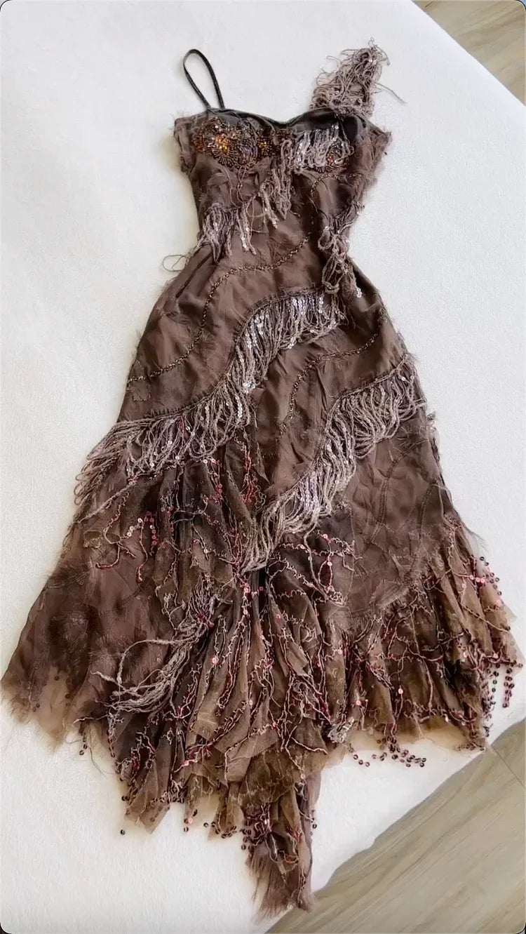 Abito da sera formale vintage in chiffon con paillettes e scollo a barca, abito da ballo Y8300