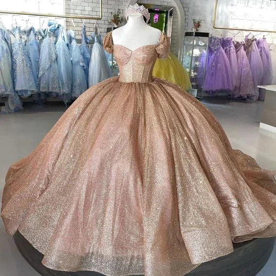 Abito da ballo scintillante color oro rosa Abito per Quinceañera Abito per sedicesimo compleanno Y693