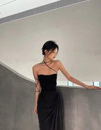 Abito da sera semplice nero elegante e seducente Y1343