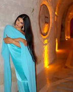 Elegante Abito Lungo da Sera in Satin e Chiffon per Ballo Y7867