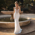 Lorie Custom Mermaid Lace Wedding Dress Spaghetti Straps Backless Boho Gown