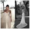 Elegant Lace Mermaid Bridal Gown Spaghetti Straps Backless Wedding Dress