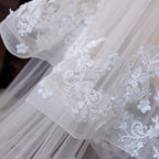 Elegant Two Layer Bridal Veil With Floral Lace Applique And Comb