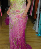 Hermoso vestido largo de noche de gasa con lentejuelas y cuentas Vestido largo de gala Y8295