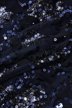 Abito da sera blu marina con perline e paillettes, elegante abito da ballo Y1832