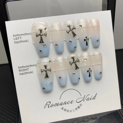 Uñas postizas francesas de gel de cobertura completa, reutilizables, con purpurina desmontable, de lujo, personalizadas, hechas a mano. 