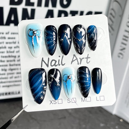 Uñas usables hechas a mano, dulces y frescas, uñas de chica sexy pintadas a mano con relieve ruborizado 