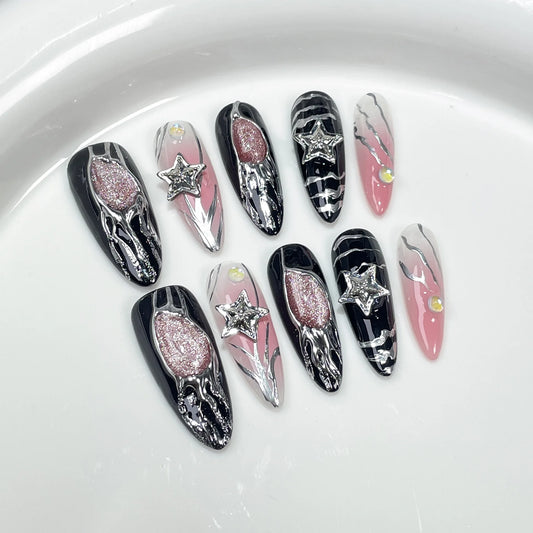 Nuevo estilo, pistola pulverizadora de uñas portátil hecha a mano, rubor, parches de arte para uñas medianos y largos, uñas personalizadas y portátiles. 