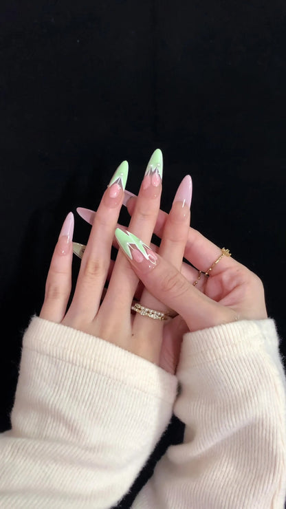 Super Luxury Design Hand-painted Tulips Removable Fake Nails Summer Dopamine Handmade Soft Gel Nail Patches