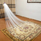 Elegant One Layer Bridal Wedding Veil With Comb Soft Tulle 3 Meter White Ivory