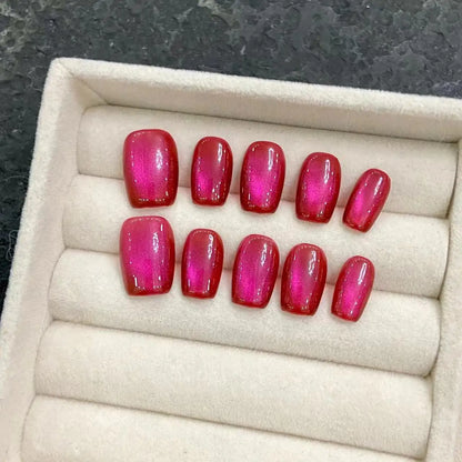 High Quality False Nail Cat's Eye Detachable ABS Press on Nails Various Colors Artificial Nail
