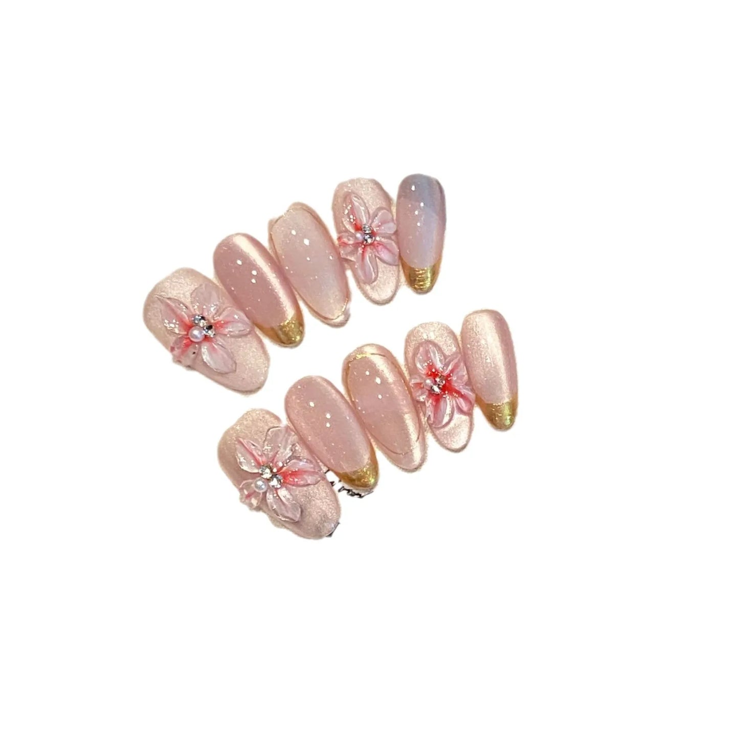 Kawaii Cat Eye Long Short Nails Gradient Advanced Design Gentle Stick on Nails