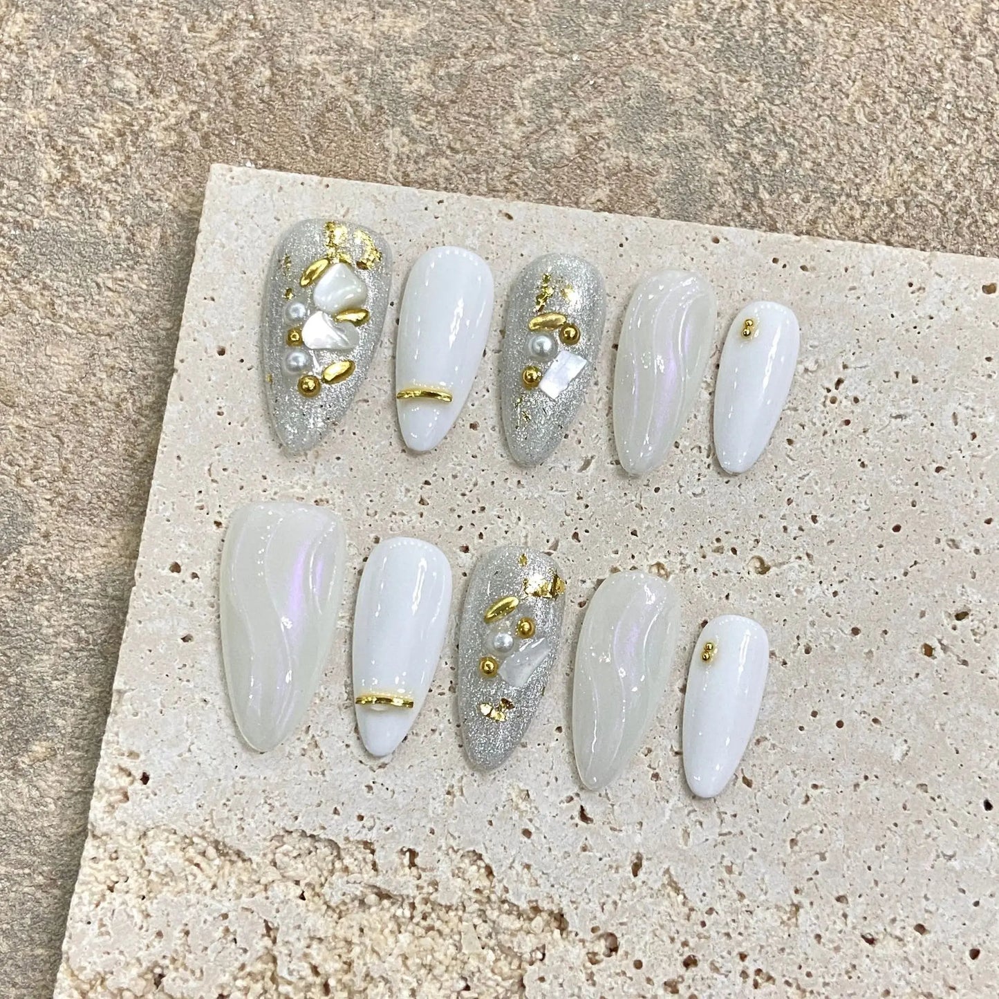 10pcs Press on Nails French Gel Nail Tips Artificial Nail Free-Design DIY Easy for Beginner