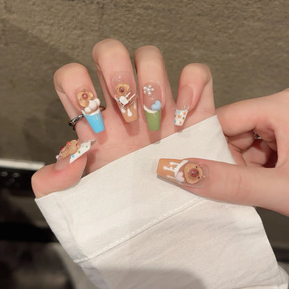 Nails Handmade Cute Color Full Cover Press on Nails Different Design for Fingers