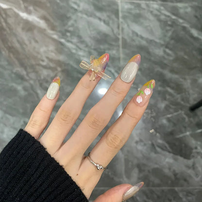 Purely Handmade Wearable Nails Contrasting Color Manicure Gel Press on Nails