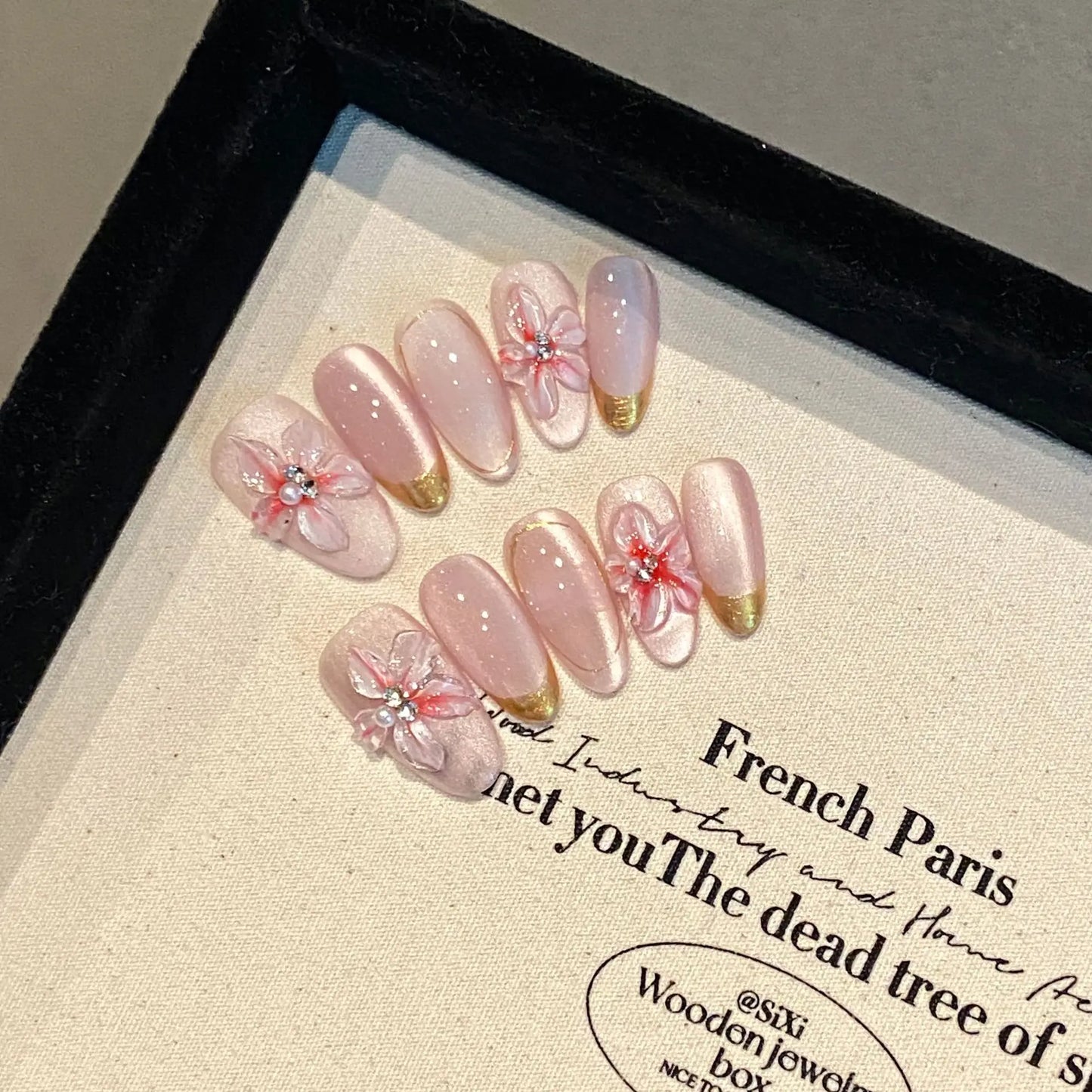 Kawaii Cat Eye Long Short Nails Gradient Advanced Design Gentle Stick on Nails