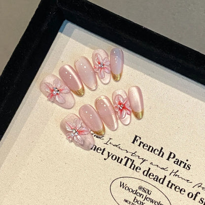 Kawaii Cat Eye Long Short Nails Gradient Advanced Design Gentle Stick on Nails