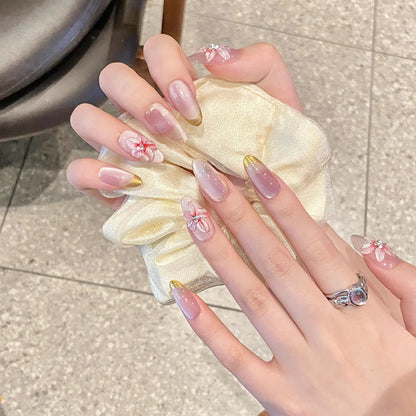 Kawaii Cat Eye Long Short Nails Gradient Advanced Design Gentle Stick on Nails