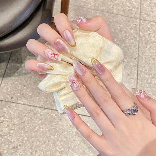 Kawaii Cat Eye Long Short Nails Gradient Advanced Design Gentle Stick on Nails