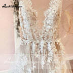 Custom A Line Backless Wedding Dress Featuring Beaded Lace Tulle