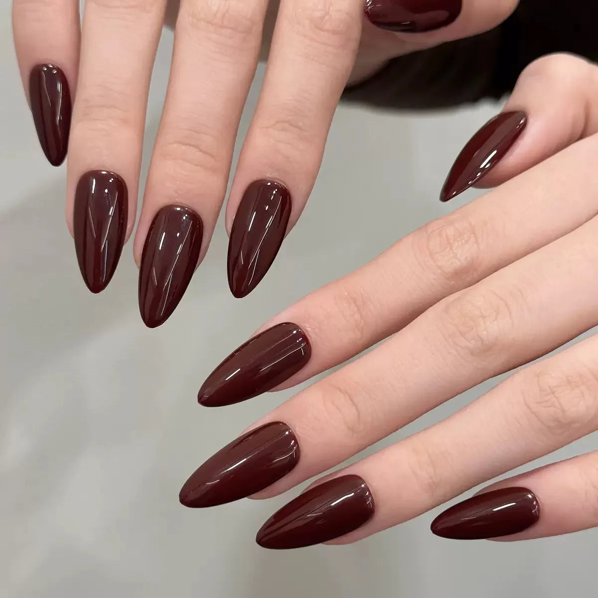 10 uñas postizas acrílicas artificiales hechas a mano de color puro, uñas postizas a presión.