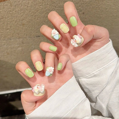 High Quality Cute Short Nails Pure Hand-painted 3D Cartoon Press on Nails